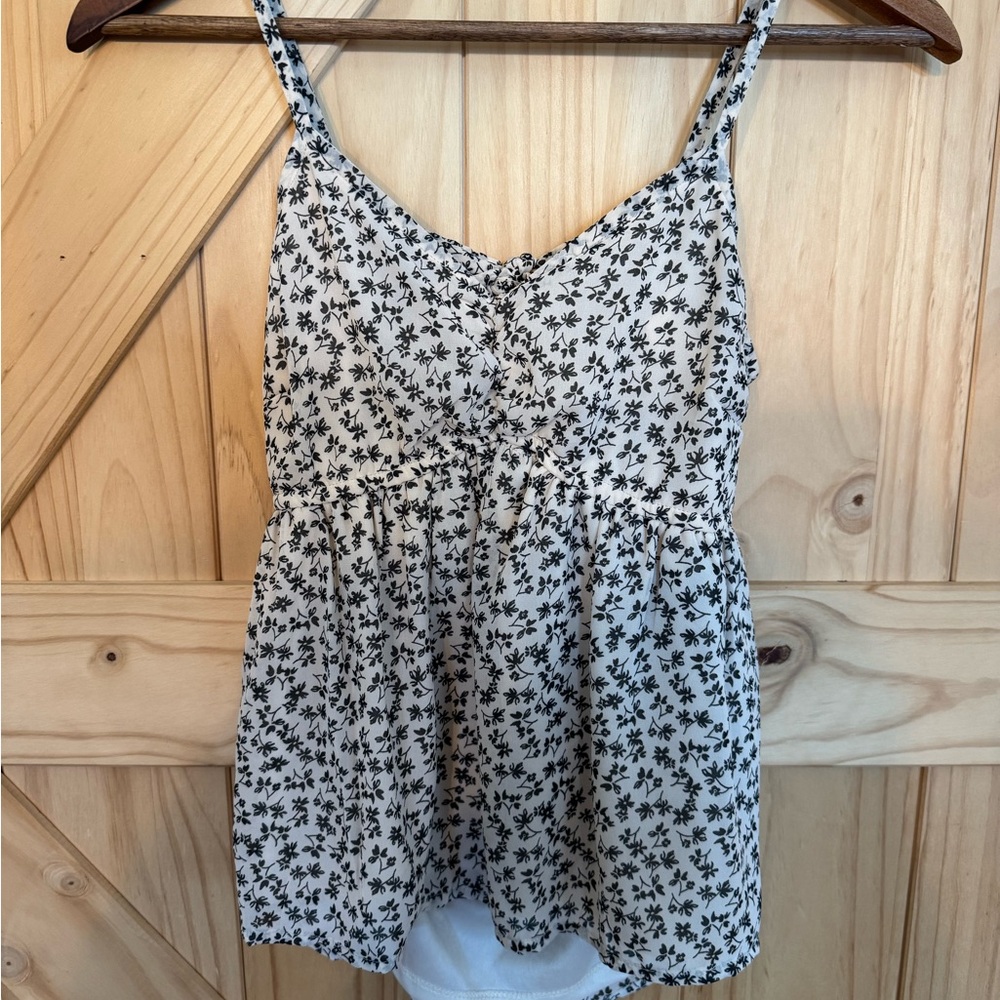 Japna Black and Cream Floral Camisole